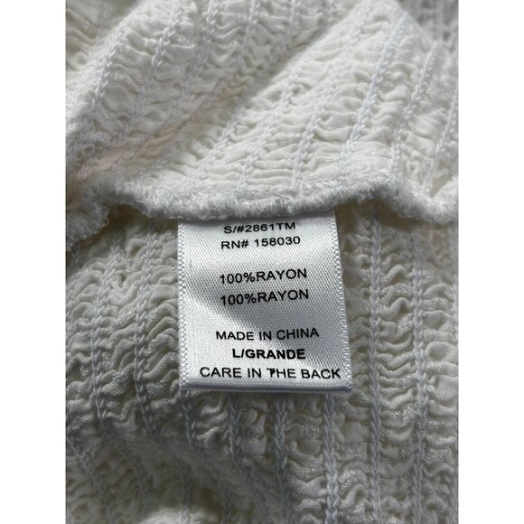 White Love Tree Ruched Crop Top With Short Ruffle Sleeves L - Picture 5 of 8